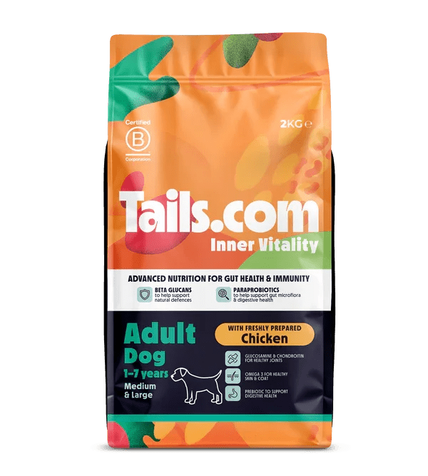 Tails.com Inner Vitality Medium & Large Adult Chicken Dry Dog Food 2kg | Luxury Home Accessories | Heulog Glow