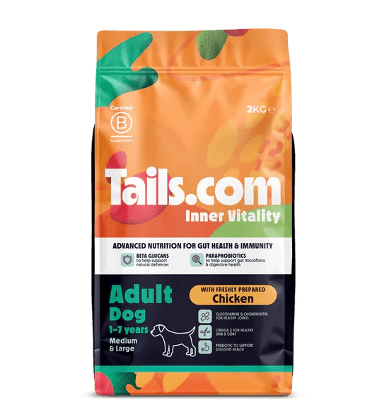 Tails.com Inner Vitality Medium & Large Adult Chicken Dry Dog Food 2kg | Luxury Home Accessories | Heulog Glow