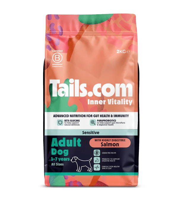 Tails.com Inner Vitality Sensitive Adult Salmon Dry Dog Food 2kg | Luxury Home Accessories | Heulog Glow