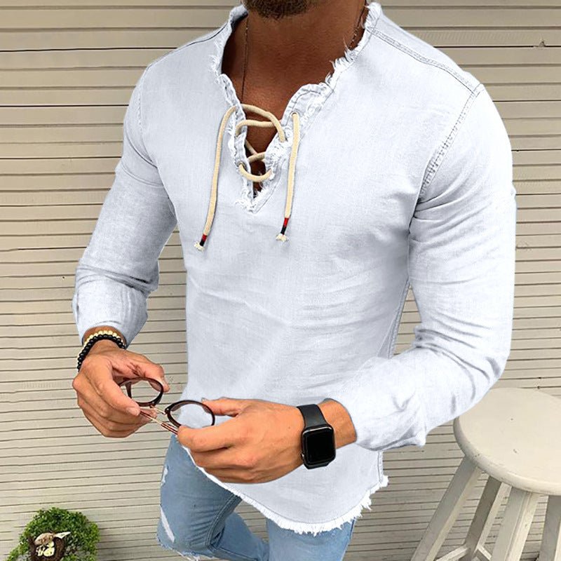 Tassel Elastic Men's Denim Shirt Men's Shirt | Luxury Home Accessories | Heulog Glow