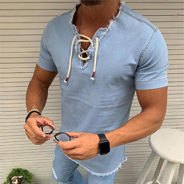 Tassel Elastic Men's Denim Shirt Men's Shirt | Luxury Home Accessories | Heulog Glow
