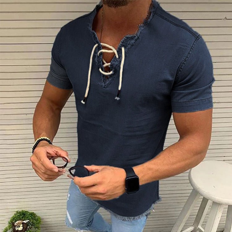 Tassel Elastic Men's Denim Shirt Men's Shirt | Luxury Home Accessories | Heulog Glow