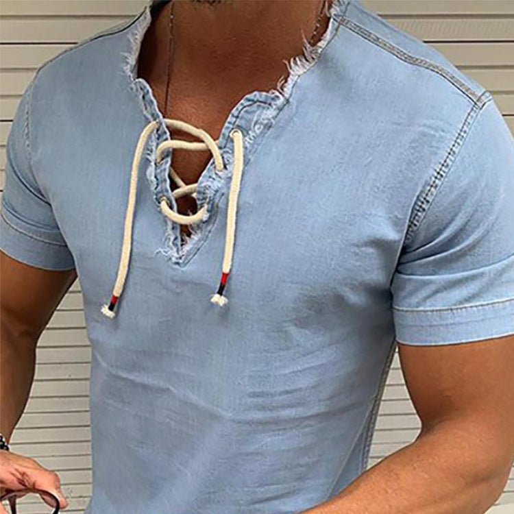 Tassel Elastic Men's Denim Shirt Men's Shirt | Luxury Home Accessories | Heulog Glow