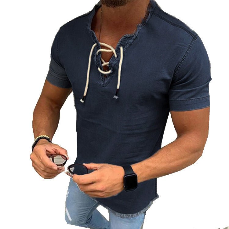 Tassel Elastic Men's Denim Shirt Men's Shirt | Luxury Home Accessories | Heulog Glow
