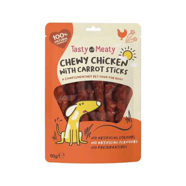 Tasty & Meaty Chewy Chicken With Carrot Sticks Dog Treat 90g | Luxury Home Accessories | Heulog Glow