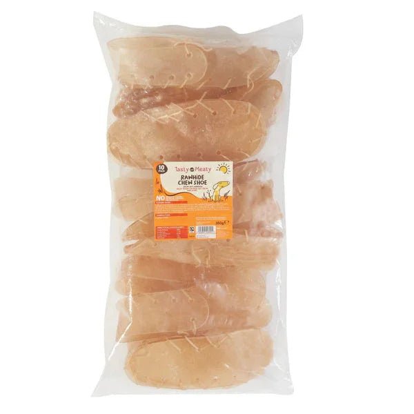 Tasty & Meaty Rawhide Chew Shoe 10 Pack | Luxury Home Accessories | Heulog Glow