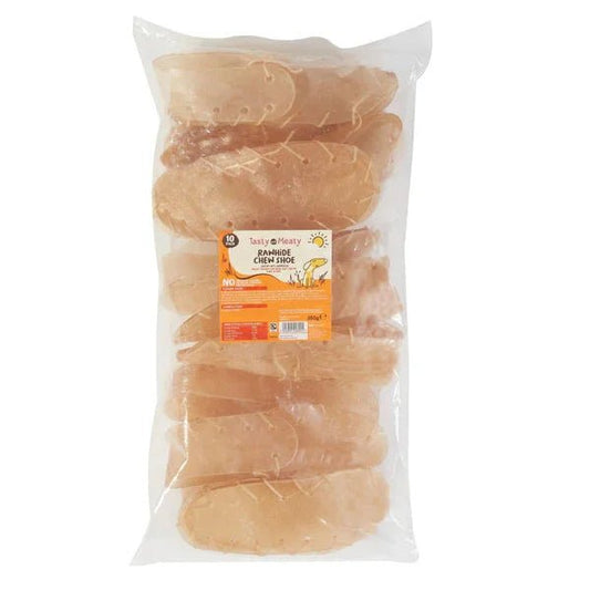 Tasty & Meaty Rawhide Chew Shoe 10 Pack | Luxury Home Accessories | Heulog Glow