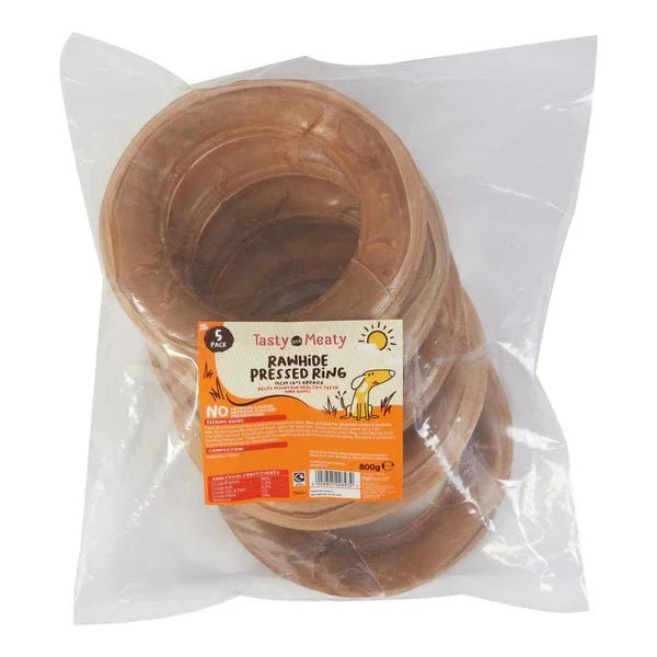 Tasty & Meaty Rawhide Pressed Ring 5 Pack | Luxury Home Accessories | Heulog Glow