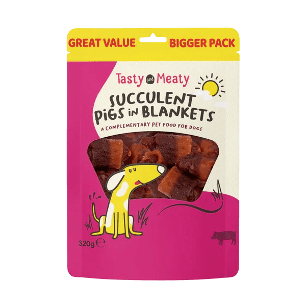 Tasty & Meaty Succulent Pigs In Blankets Dog Treat 80g | Luxury Home Accessories | Heulog Glow