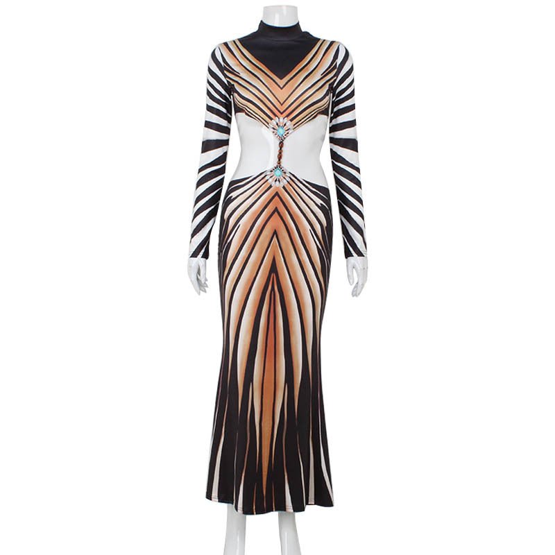 Temperament Half Turtleneck Printed Sexy Waistless Dress | Luxury Home Accessories | Heulog Glow