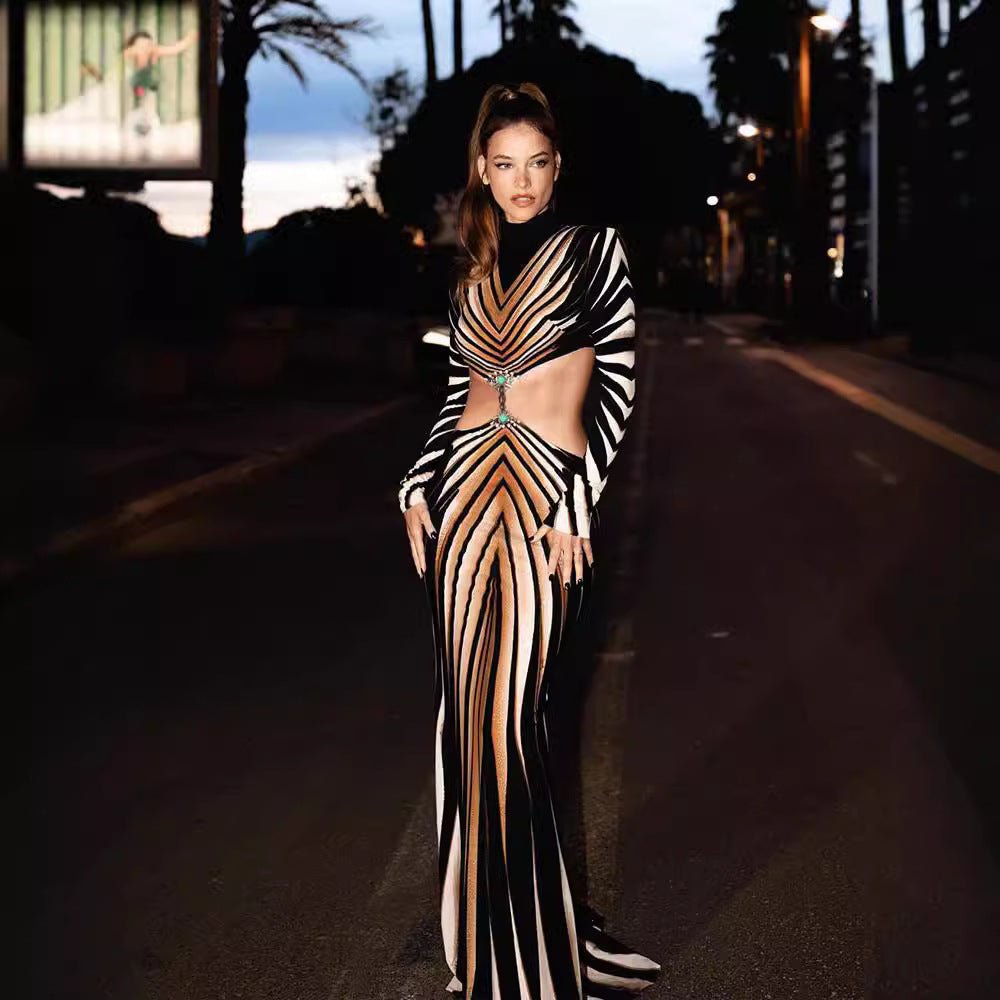 Temperament Half Turtleneck Printed Sexy Waistless Dress | Luxury Home Accessories | Heulog Glow