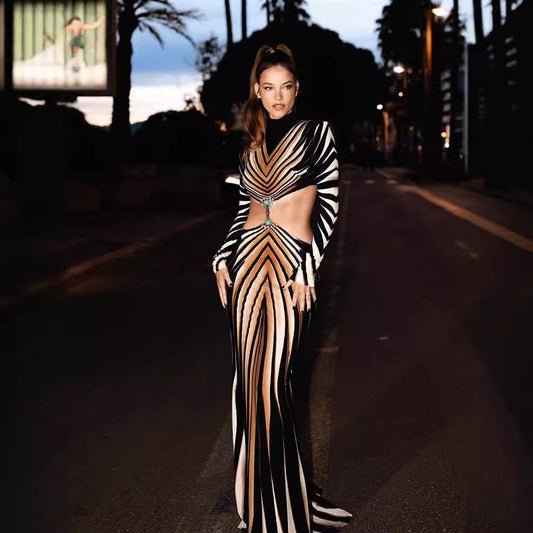 Temperament Half Turtleneck Printed Sexy Waistless Dress | Luxury Home Accessories | Heulog Glow