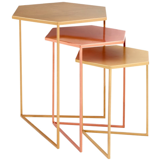 Templar Set Of 3 Antique Bronze Finish Hexagon Tables | Luxury Home Accessories | Heulog Glow