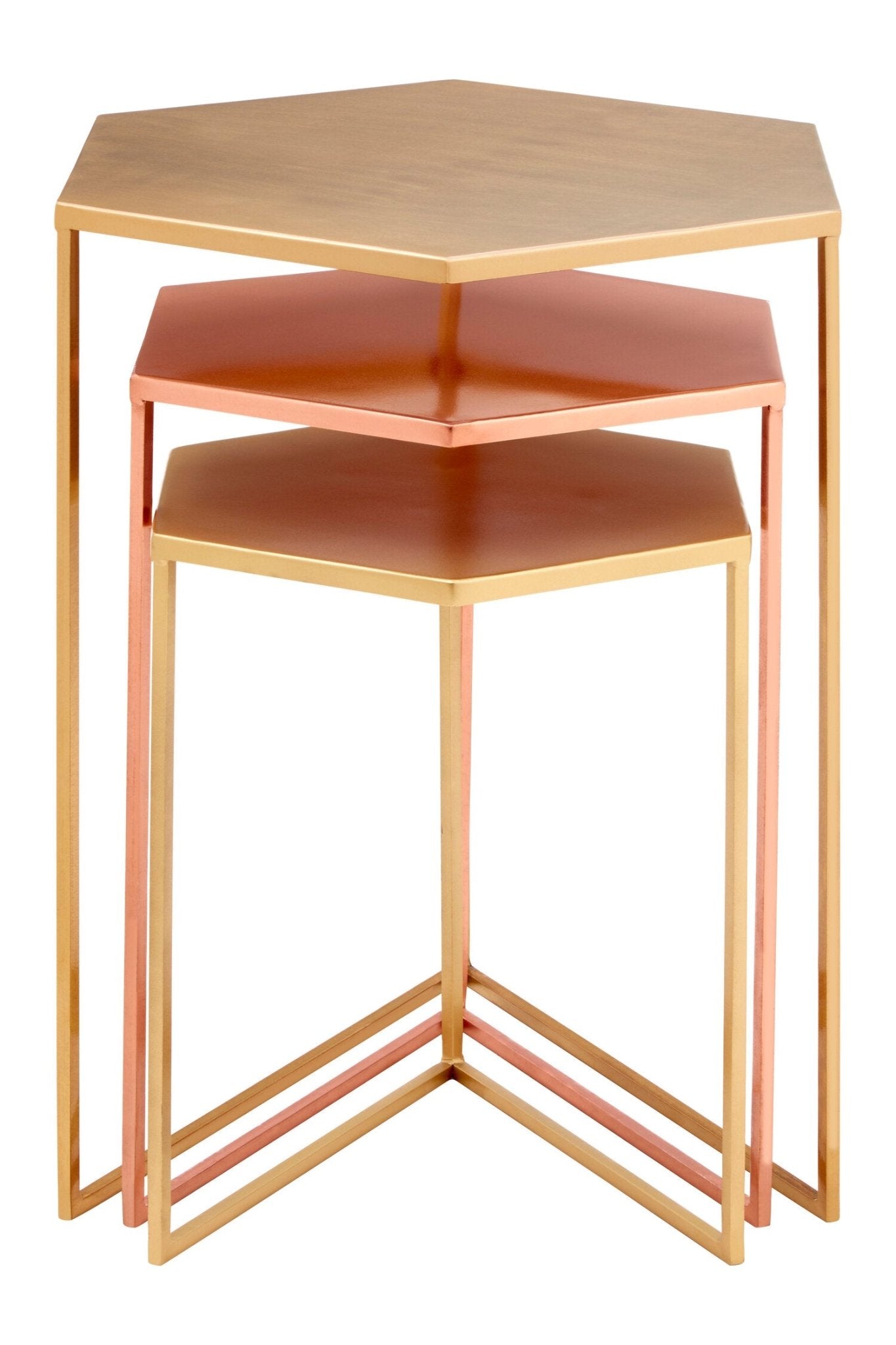Templar Set Of 3 Antique Bronze Finish Hexagon Tables | Luxury Home Accessories | Heulog Glow