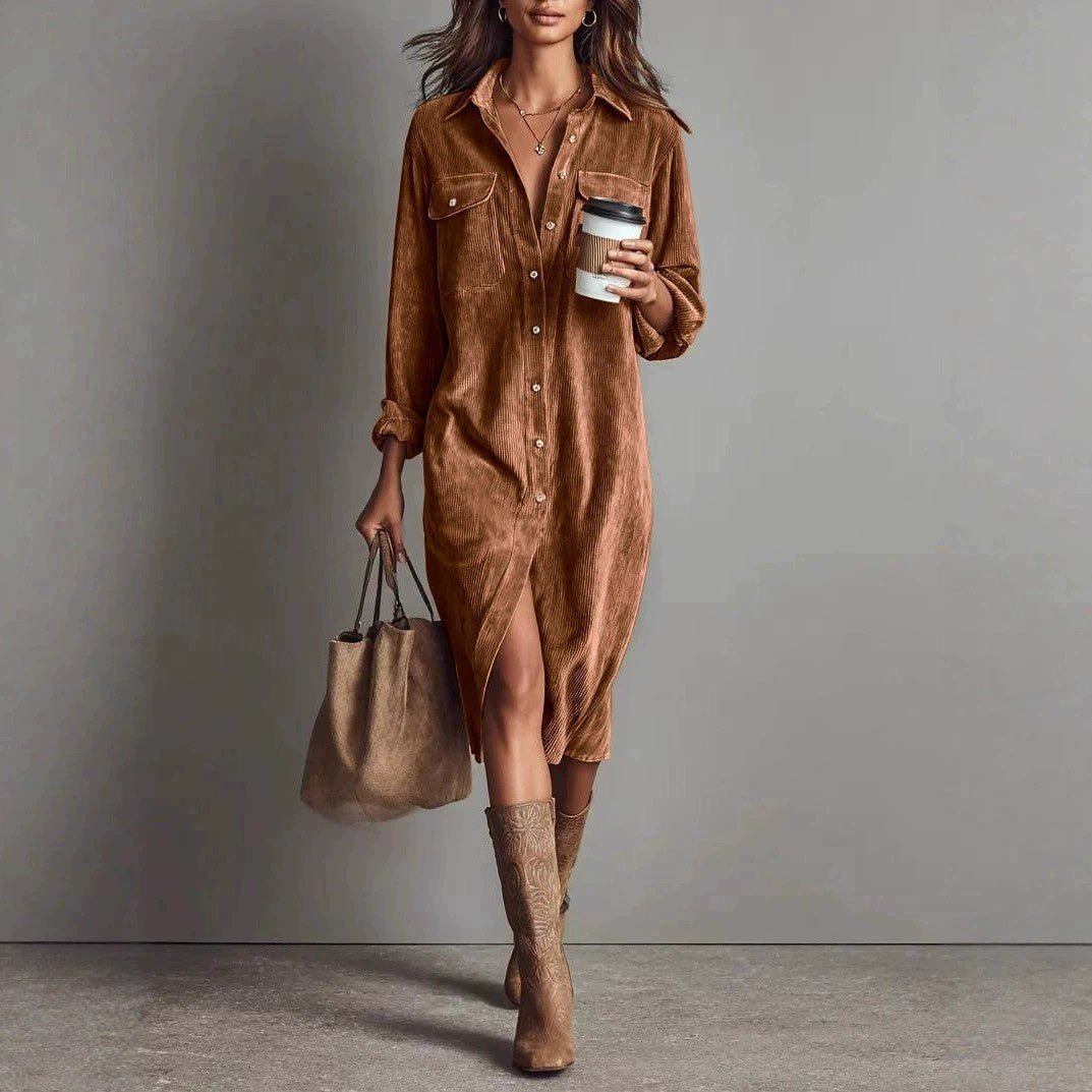 The Chic Edit – Women’s Button-Down Collar Casual Dress | Luxury Home Accessories | Heulog Glow