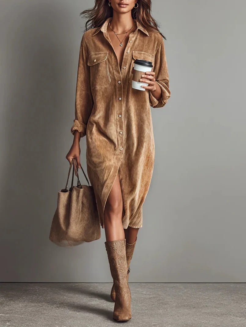 The Chic Edit – Women’s Button-Down Collar Casual Dress | Luxury Home Accessories | Heulog Glow