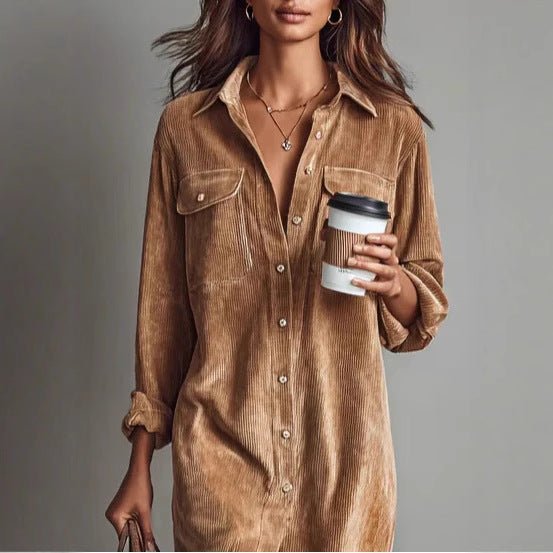 The Chic Edit – Women’s Button-Down Collar Casual Dress | Luxury Home Accessories | Heulog Glow