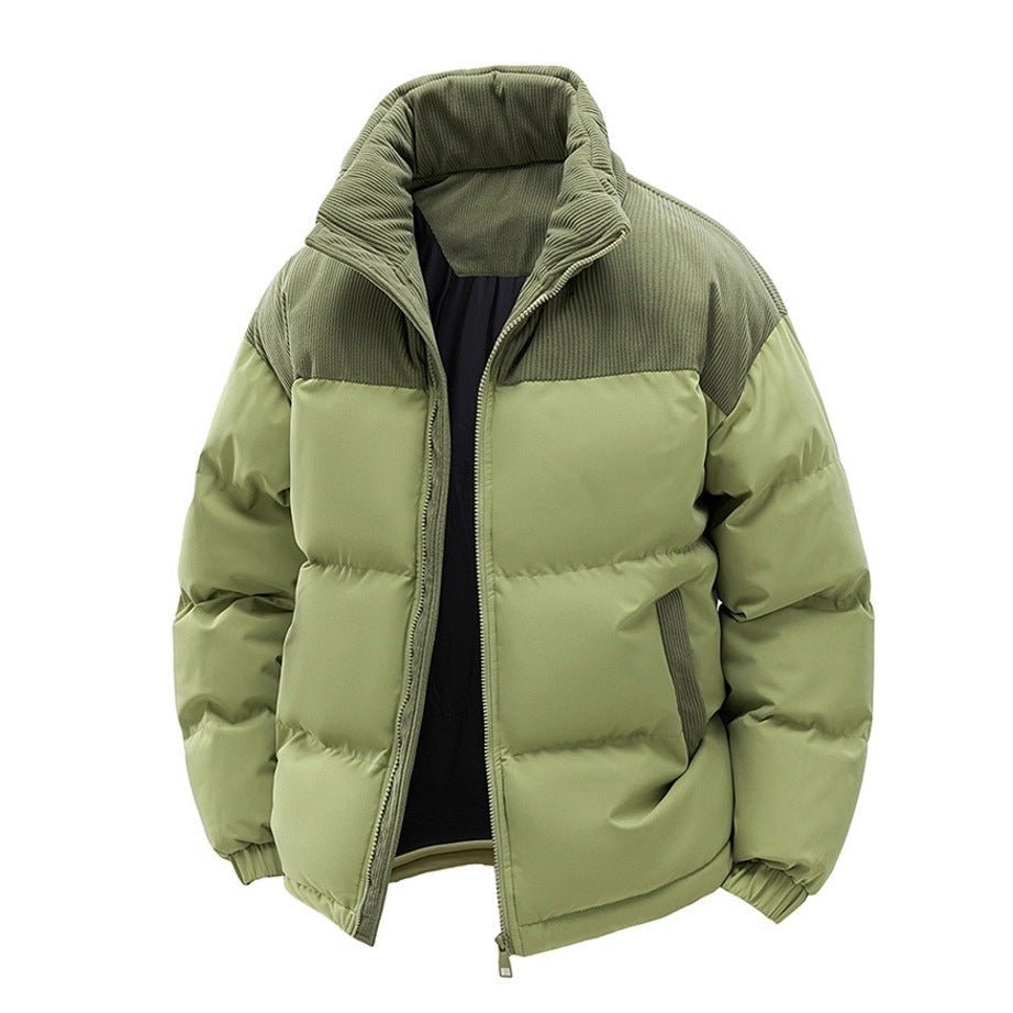 Thick Corduroy Patchwork Jacket Winter Zip-up Stand Collar Coat Casual Commuter Long-sleeved Cardigan Top Outwear Women's Clothing | Luxury Home Accessories | Heulog Glow