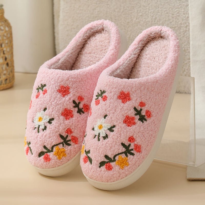 Three-color Flower Cotton Slippers Women's Warm Indoor Slippers | Luxury Home Accessories | Heulog Glow