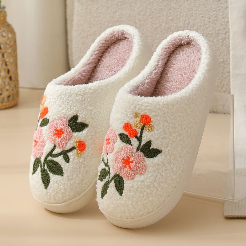 Three-color Flower Cotton Slippers Women's Warm Indoor Slippers | Luxury Home Accessories | Heulog Glow