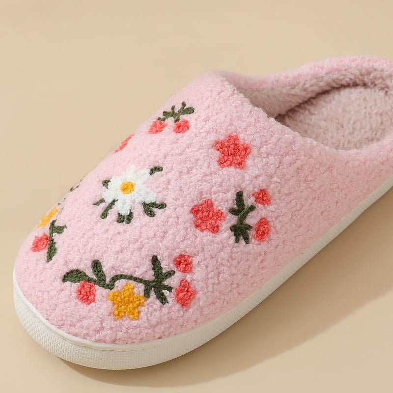Three-color Flower Cotton Slippers Women's Warm Indoor Slippers | Luxury Home Accessories | Heulog Glow