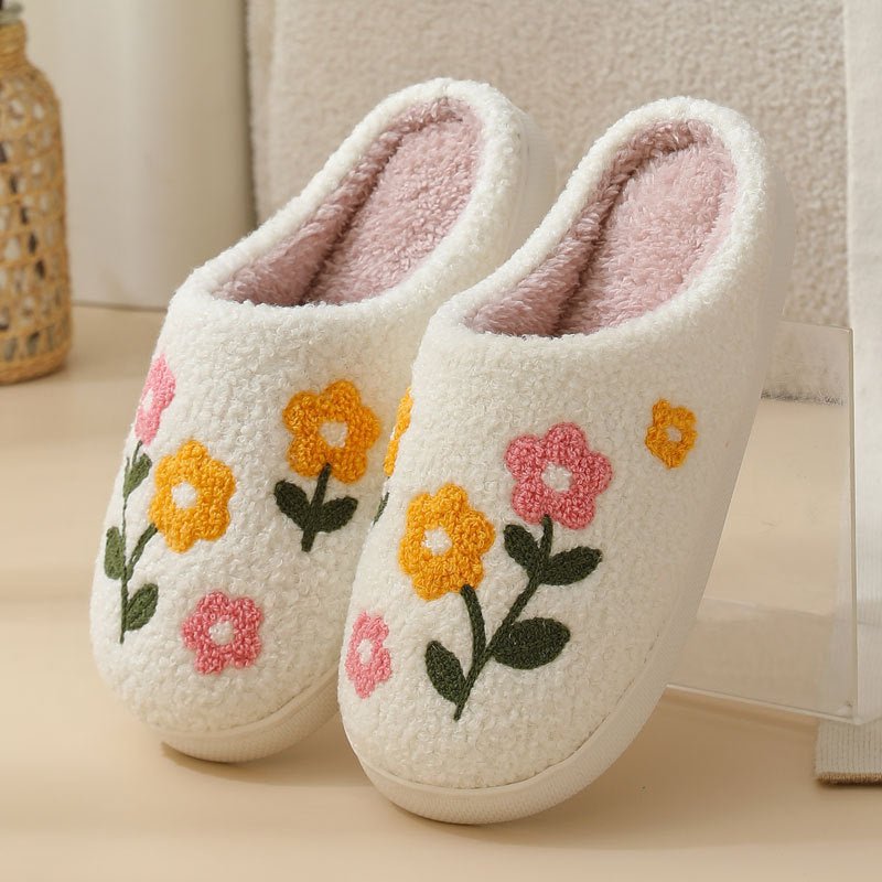Three-color Flower Cotton Slippers Women's Warm Indoor Slippers | Luxury Home Accessories | Heulog Glow