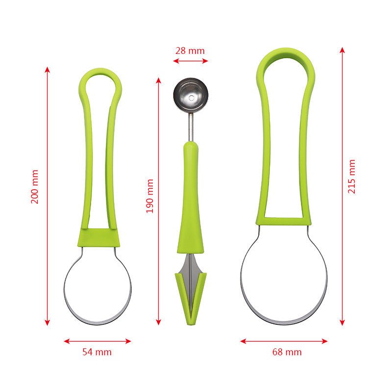 Three-in-one Stainless Steel Multi-purpose Fruit Ball Excavator Spoon Portable Digging Kitchen Tool Summer Party | Luxury Home Accessories | Heulog Glow