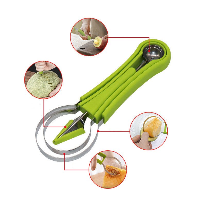 Three-in-one Stainless Steel Multi-purpose Fruit Ball Excavator Spoon Portable Digging Kitchen Tool Summer Party | Luxury Home Accessories | Heulog Glow