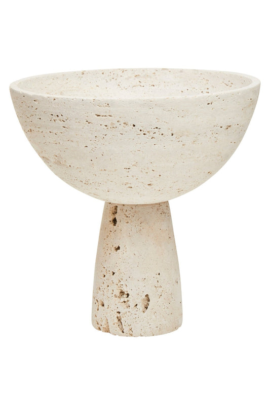 Tibor Travertine Pedestal Bowl | Luxury Home Accessories | Heulog Glow