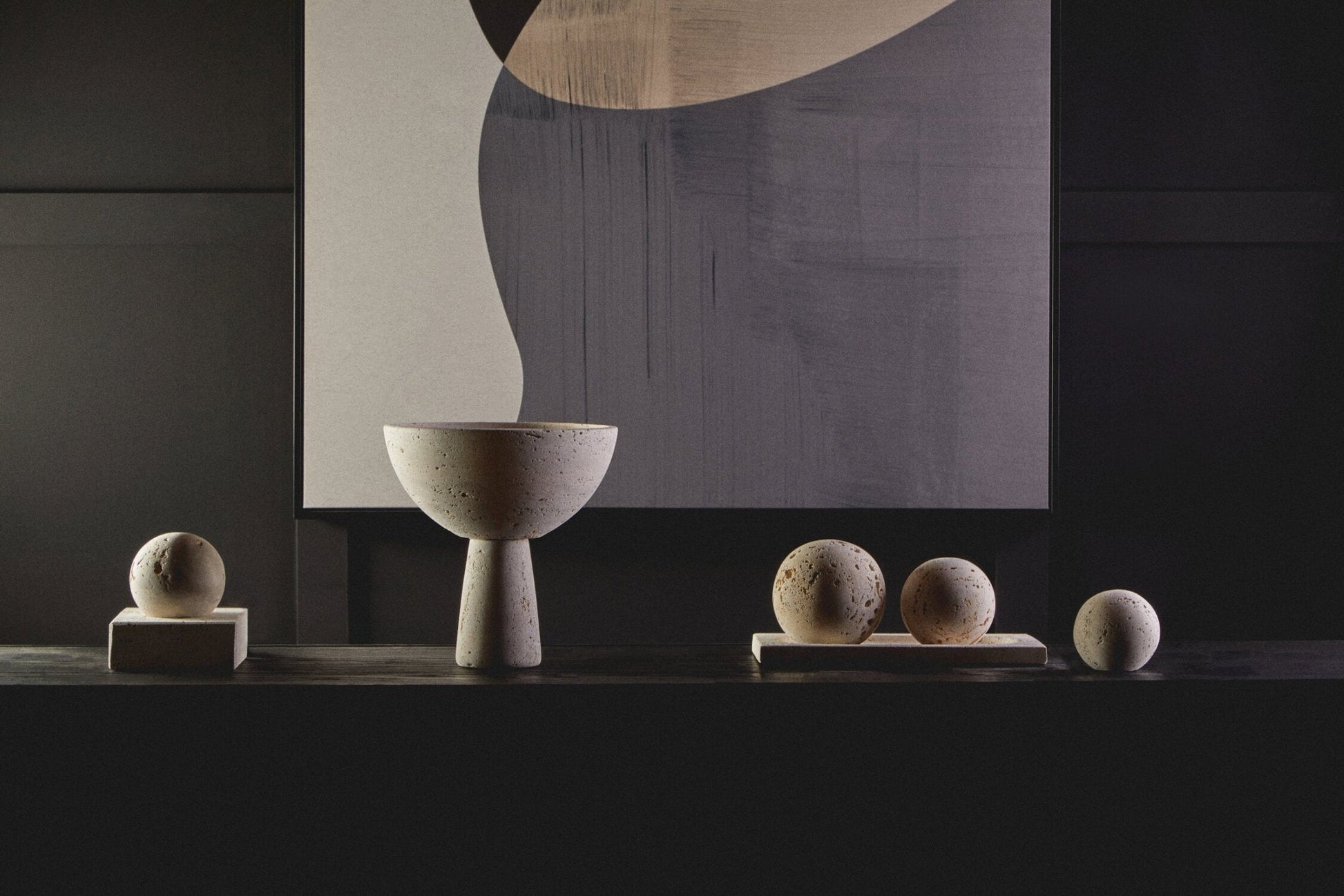Tibor Travertine Pedestal Bowl | Luxury Home Accessories | Heulog Glow