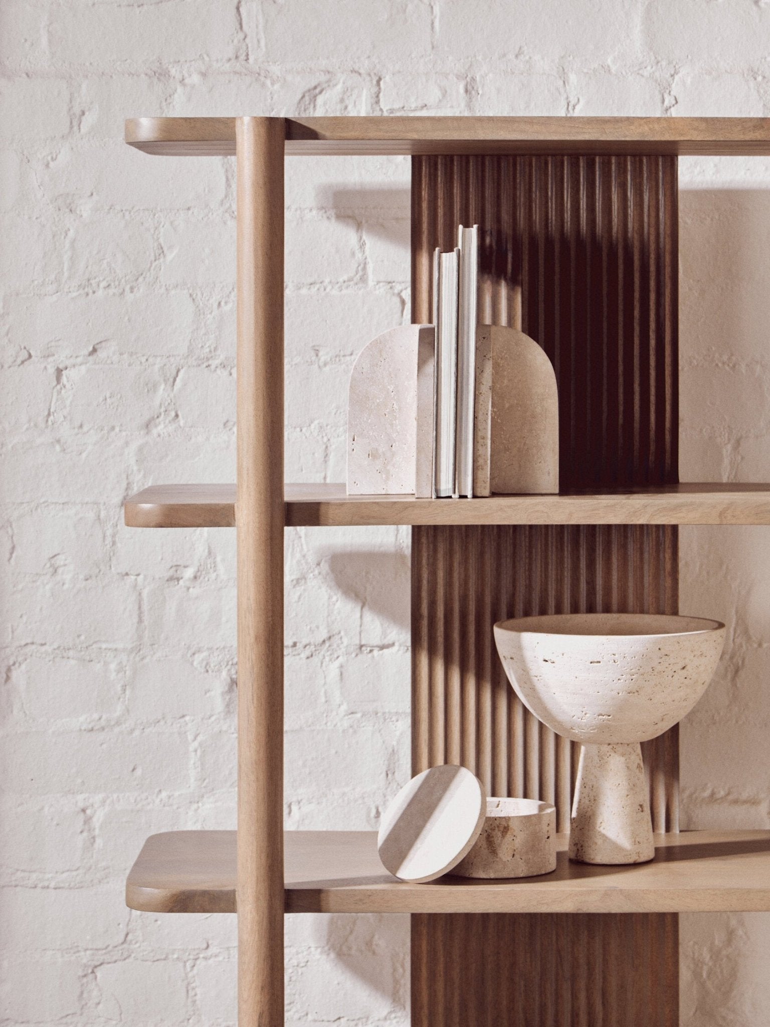 Tibor Travertine Pedestal Bowl | Luxury Home Accessories | Heulog Glow