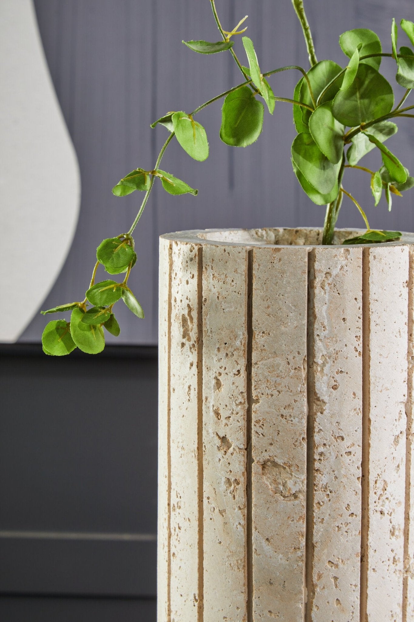 Tibor Travertine Ribbed Vase | Luxury Home Accessories | Heulog Glow