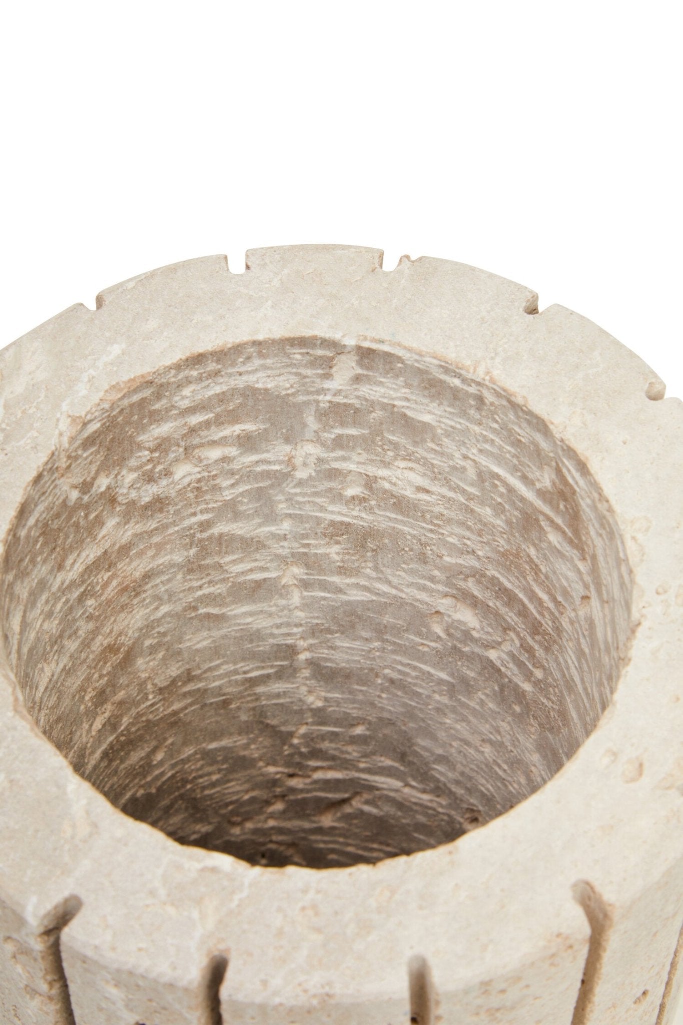 Tibor Travertine Ribbed Vase | Luxury Home Accessories | Heulog Glow