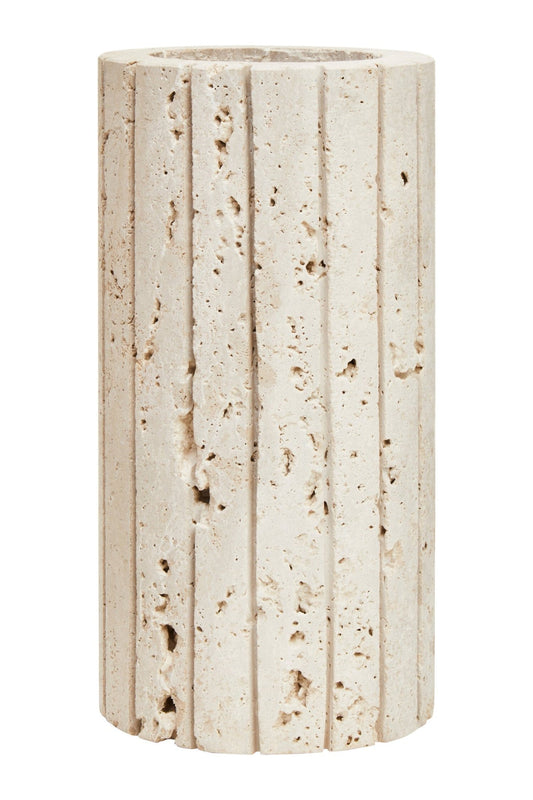 Tibor Travertine Ribbed Vase | Luxury Home Accessories | Heulog Glow