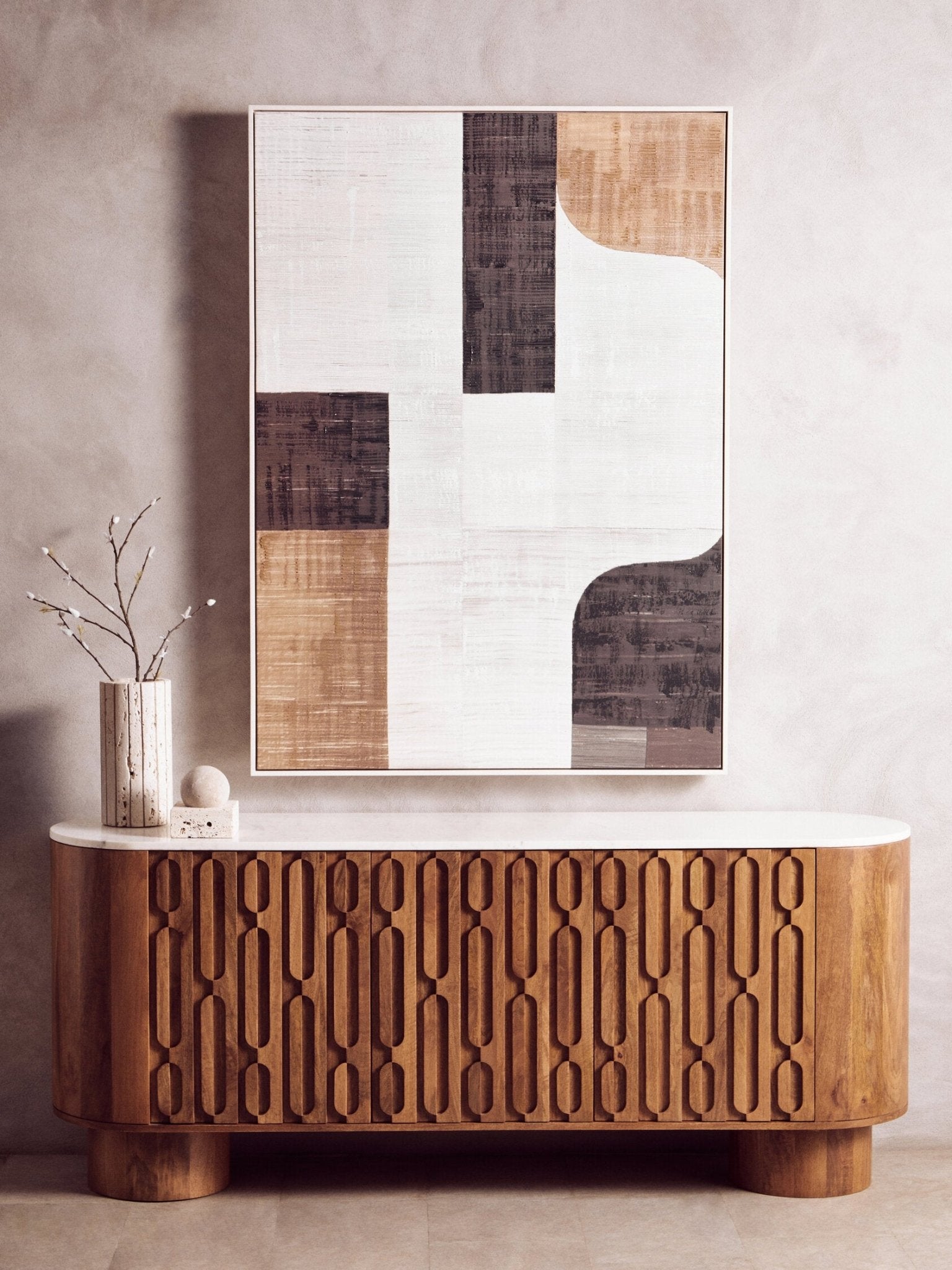 Tibor Travertine Ribbed Vase | Luxury Home Accessories | Heulog Glow
