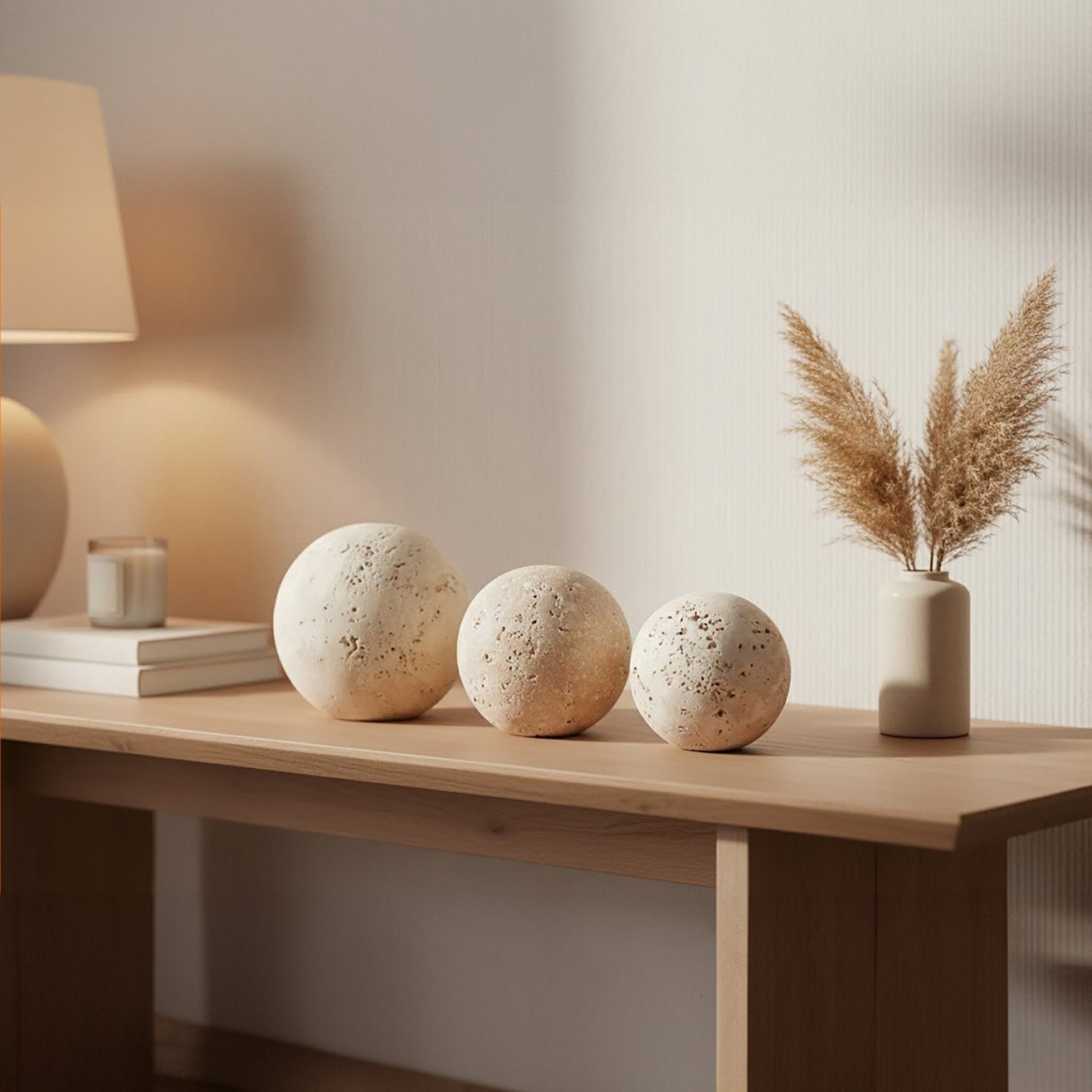 Tibor Travertine Set of 3 Deco Balls | Luxury Home Accessories | Heulog Glow