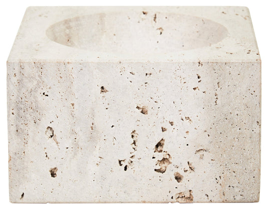 Tibor Travertine Square Decorative Bowl | Luxury Home Accessories | Heulog Glow