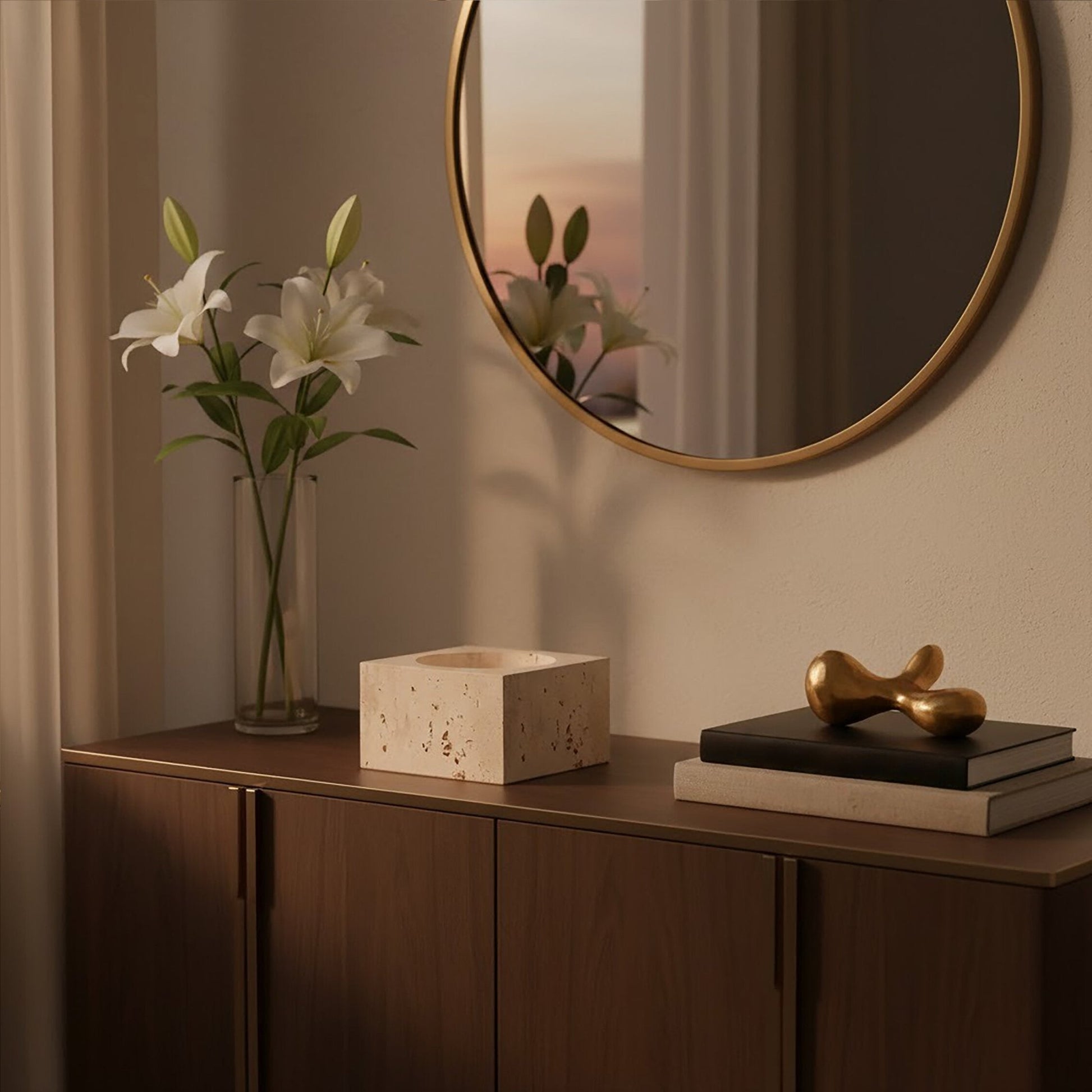 Tibor Travertine Square Decorative Bowl | Luxury Home Accessories | Heulog Glow