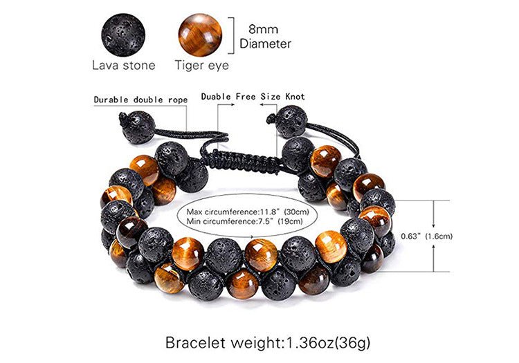 Tiger Eye Couple Bracelets Matte Black Agate Beads Bracelet | Luxury Home Accessories | Heulog Glow