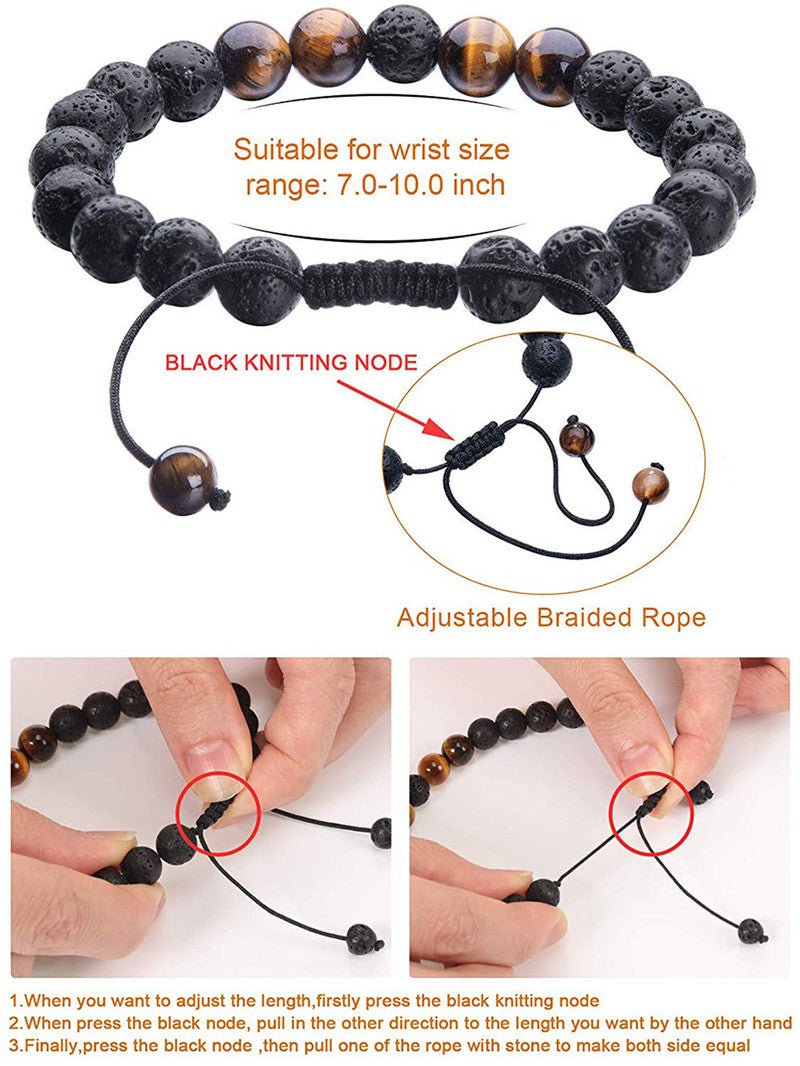 Tiger Eye Couple Bracelets Matte Black Agate Beads Bracelet | Luxury Home Accessories | Heulog Glow