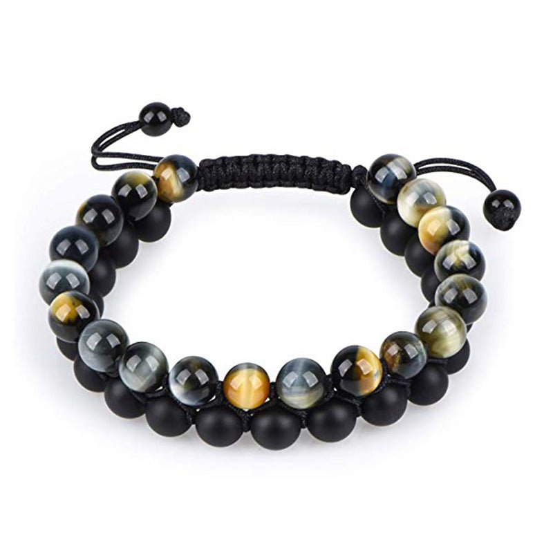 Tiger Eye Couple Bracelets Matte Black Agate Beads Bracelet | Luxury Home Accessories | Heulog Glow