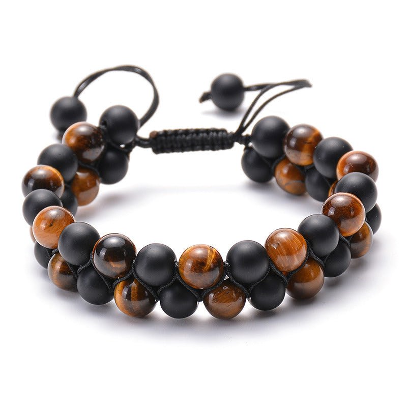 Tiger Eye Couple Bracelets Matte Black Agate Beads Bracelet | Luxury Home Accessories | Heulog Glow