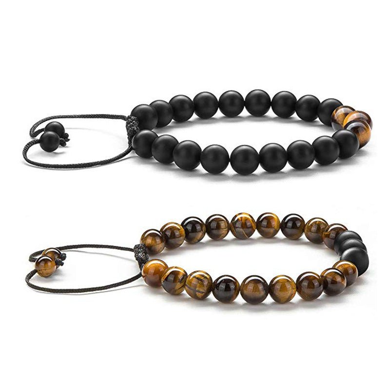 Tiger Eye Couple Bracelets Matte Black Agate Beads Bracelet | Luxury Home Accessories | Heulog Glow