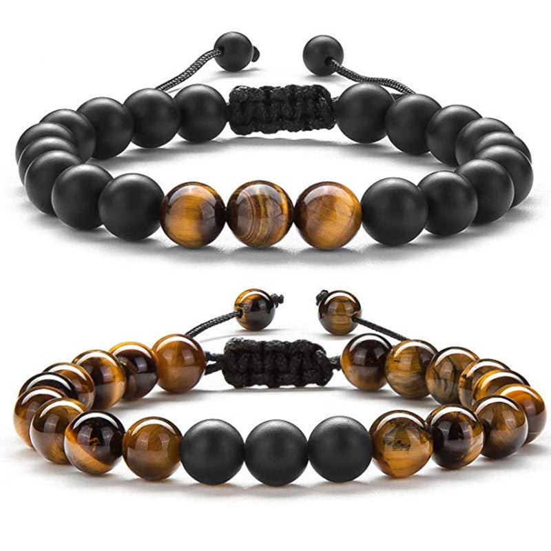 Tiger Eye Couple Bracelets Matte Black Agate Beads Bracelet | Luxury Home Accessories | Heulog Glow