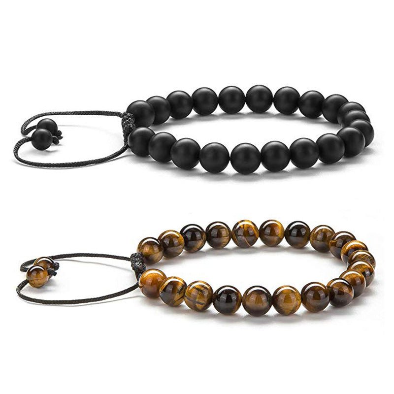 Tiger Eye Couple Bracelets Matte Black Agate Beads Bracelet | Luxury Home Accessories | Heulog Glow