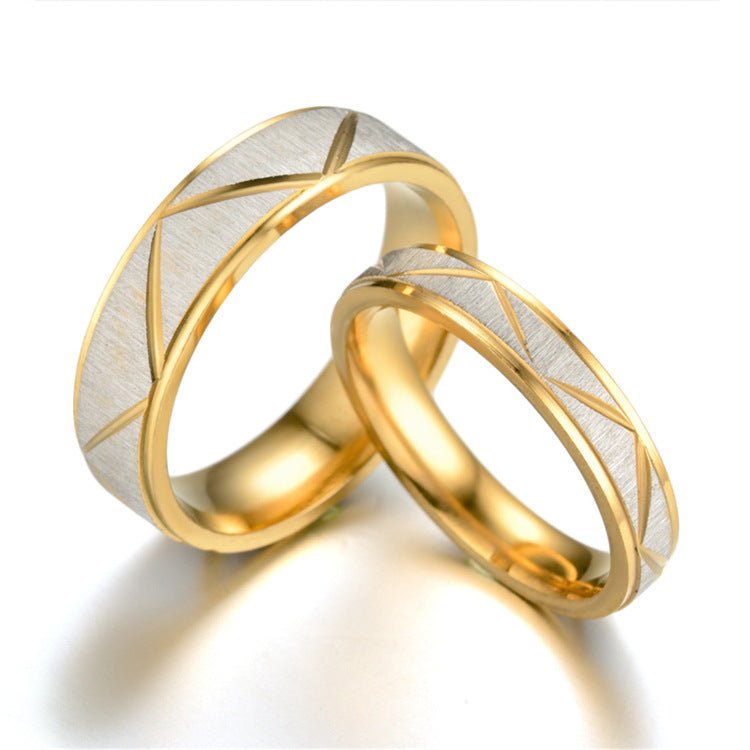 Titanium steel couple ring 24K gold stainless steel ring | Luxury Home Accessories | Heulog Glow