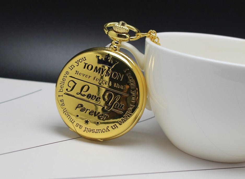 TO MY SON LOVE FOREVER Quartz Pocket Watch | Luxury Home Accessories | Heulog Glow