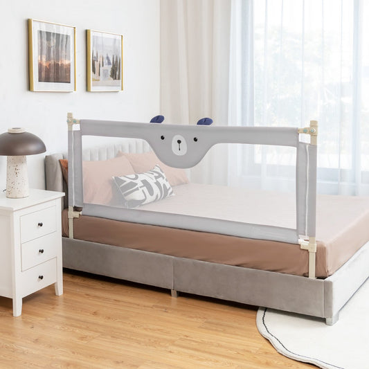 Toddler Bedrail with 24-Level Height Adjustment-Grey