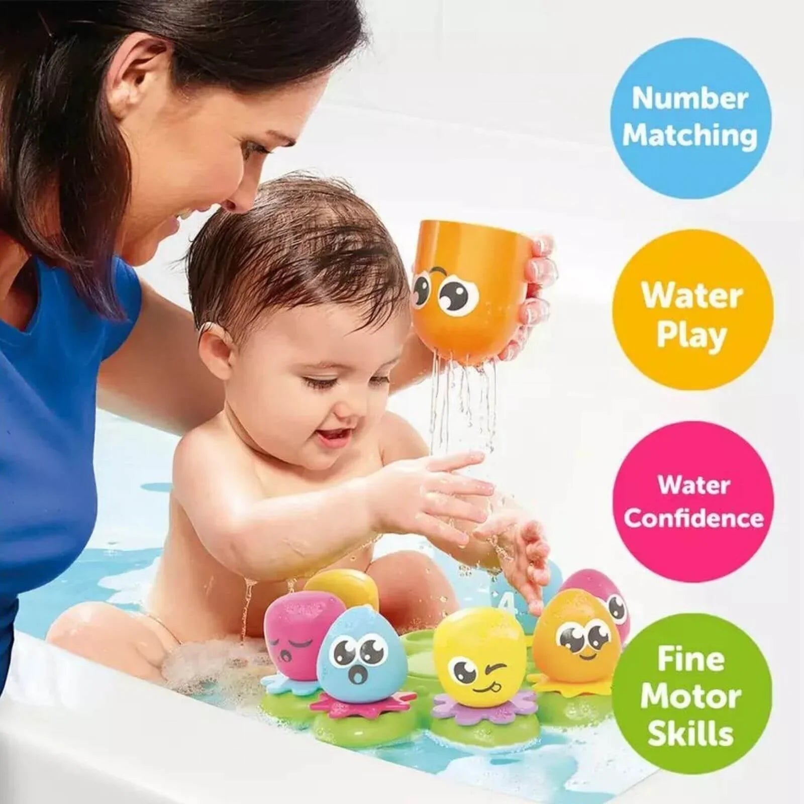TOMY Toomies Octopals Number Sorting Baby Bath Toy | Luxury Home Accessories | Heulog Glow