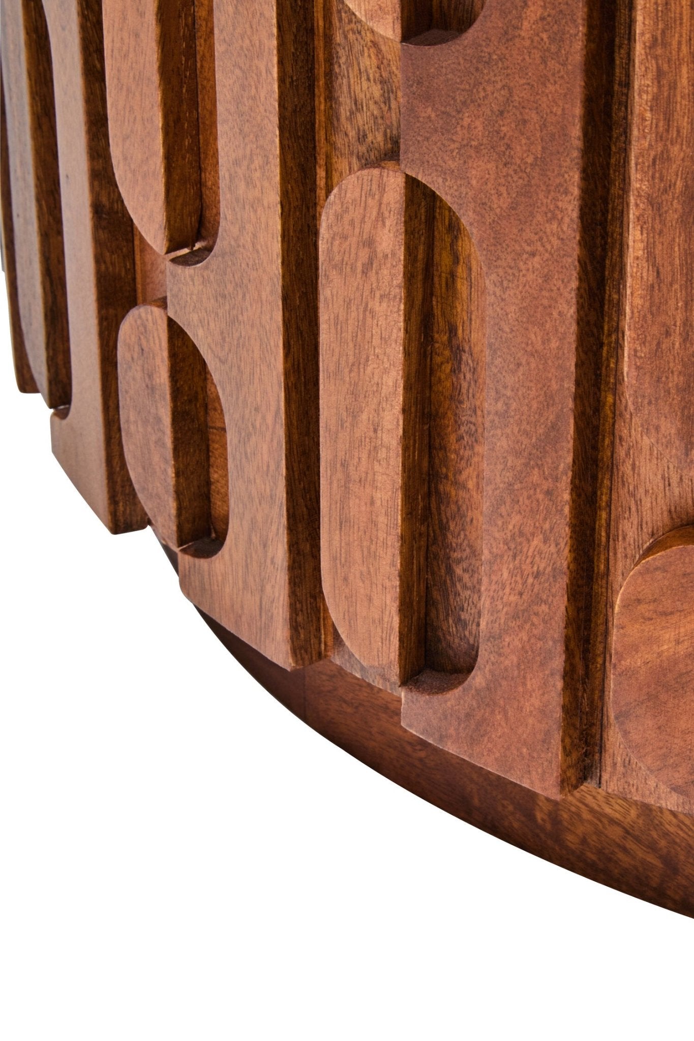 Torcino Marble and Carved Mango Wood Round Coffee Table | Luxury Home Accessories | Heulog Glow